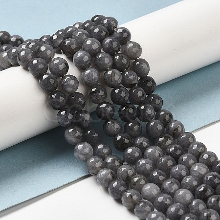 Natural White Jade Bead Strands G-R346-8mm-10-1