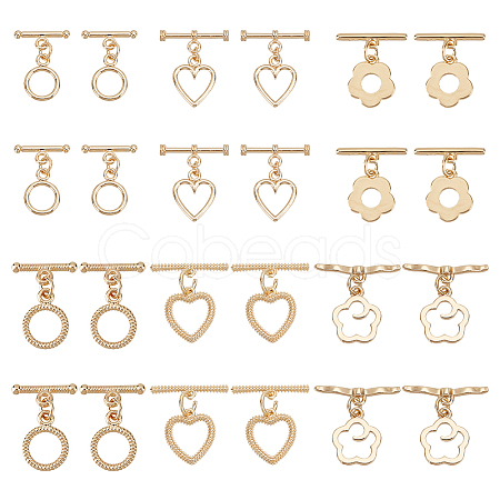 24Pcs 6 Styles Rack Plating Brass Toggle Clasps KK-DC0001-45-1