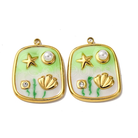 304 Stainless Steel Enamel Pendants X1-STAS-L299-18G-02-1