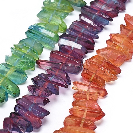 Natural Dyed Quartz Pointed Beads Strands G-G791-14-1