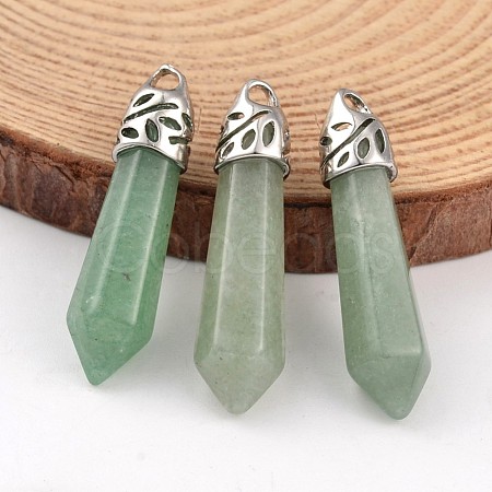 Bullet Natural Green Aventurine Pointed Pendants X-G-E332-C13-1