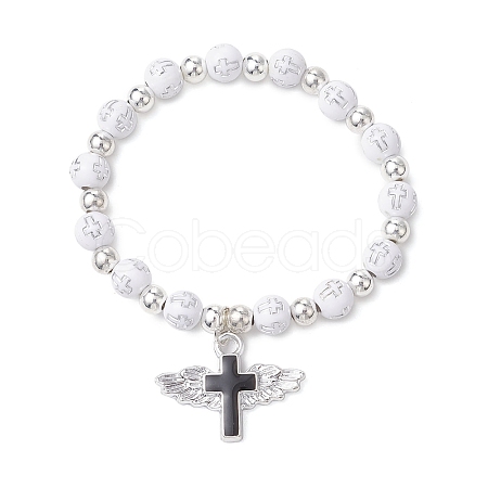 Plating Acrylic Stretch Bracelets BJEW-JB11043-02-1