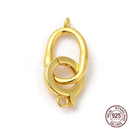 Rack Plating 925 Sterling Silver Fold Over Clasps LS-STER-G038-04G-1