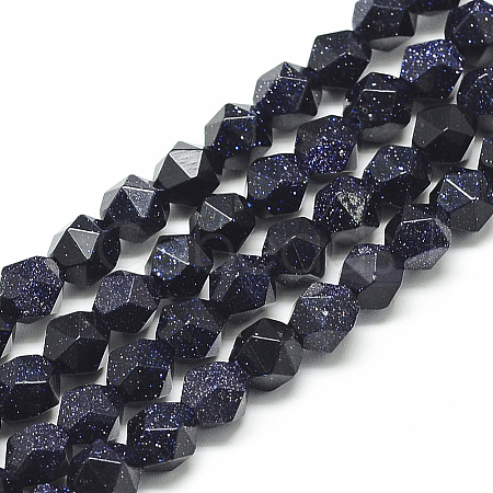 Synthetic Blue Goldstone Beads Strands X-G-S149-11-8mm-1