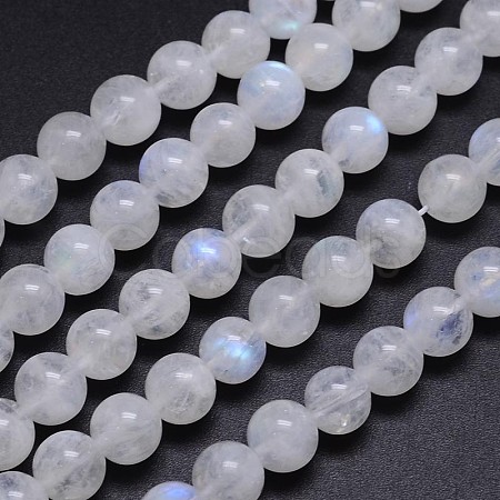 Natural Rainbow Moonstone Round Bead Strands G-M263-D-02-1