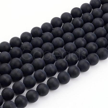 Dyed & Heated Natural Black Agate Bead Strands G-H056-10mm-1