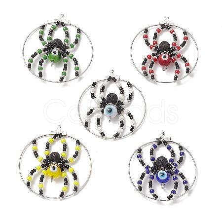 5Pcs 5 Color Brass Pendants PALLOY-TA00032-1