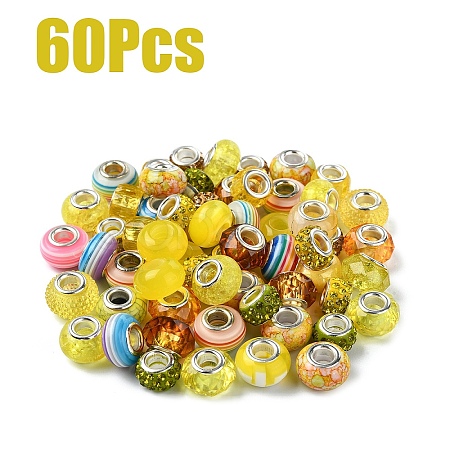 60Pcs Resin European Beads RPDL-YW0001-14C-1