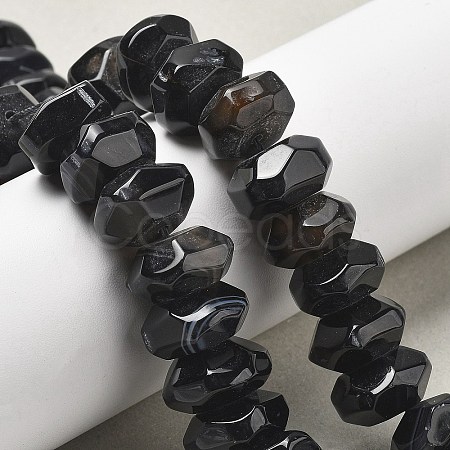 Natural Black Agate Beads Strands G-K392-A18-1