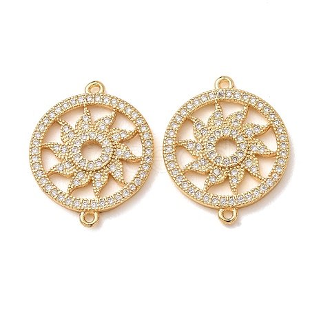 Brass Micro Pave Clear Cubic Zirconia Connector Charms CU-CBA4579-04G-B-1