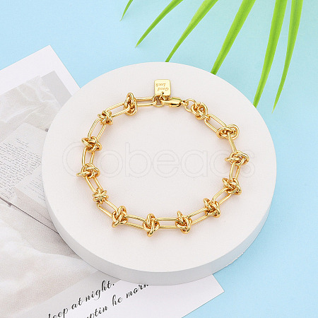 Brass Paperclip Chain Bracelets for Women BJEW-N032-02G-1