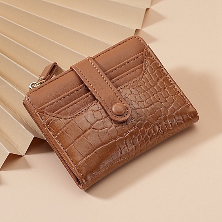PU Leather Crocodile Textured Zipper Wallets PW-WG74C64-05-1