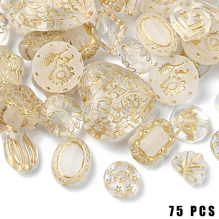 75Pcs 15 Styles Plating Transparent Acrylic Beads OACR-YW0002-02-1