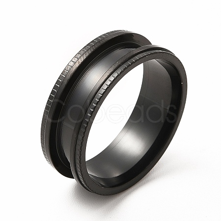 201 Stainless Steel Grooved Finger Ring Settings STAS-P323-10EB-1
