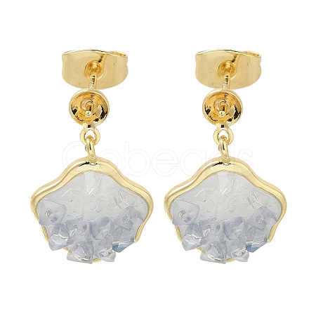 Brass Enamel & Quartz Stud Earring Findings KK-K388-18G-1