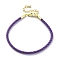 Polyester Cord Braided Bracelet Makings, with Stainless Steel Claw Lobster Clasps, Brass Findings, Long-Lasting Plated, Dark Orchid, 7-3/8 inch(18.8cm)