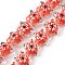 Handmade Lampwork Beads Strands, Hand Drawn Beads, with Enamel, Star with Sakura Pattern, Orange, 13x13.5x12mm, Hole: 1mm, about 33pcs/strand, 14.72 inch(37.4cm)