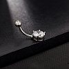 Platinum Plated Body Jewelry Cubic Zirconia Brass Navel Ring Navel Ring Belly Rings AJEW-EE0001-05B-2