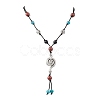 Retro Glass & Porcelain & Alloy Adjustable Nylon Cord Y Necklaces for Women NJEW-JN05360-03-2
