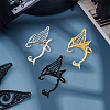 6Pcs 3 Colors Alloy Butterfly Wing Stud Earrings EJEW-GO0003-01-3