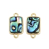 Brass Pave Natural Paua Shell Connector Charms KK-M299-01B-G-1