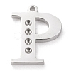 Tarnish Resistant 304 Stainless Steel Letter Pendant Rhinestone Settings X-STAS-J028-01P-1
