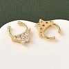 Brass Pave Clear Cubic Zirconia Circular/Horseshoe Barbell Nose Rings EJEW-D337-18B-G-3