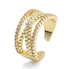 Rack Plating Brass Micro Pave Clear Cubic Zirconia Cuff Finger Rings for Women RJEW-M028-34G-2