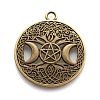 Tibetan Style Hollow Alloy Pendants X-TIBEP-F075-01AB-RS-1