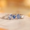 Rectangle Horse Eye Triangle Brass Micro Pave Clear & Blue Cubic Zirconia Finger Rings for Women FS-WG723F9-04-2
