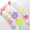 3Pcs 3 Style Acrylic Clover & Imitation Pearl Beaded Stretch Bracelets Set BJEW-JB09104-4