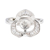 Brass Micro Pave Cubic Zirconia Adjustable Ring Components KK-CBAC351-02P-1