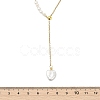 Adjustable Natural Baroque Keshi Pearl Heart Pendant 304 Stainless Steel Cable Chain Y Shaped Lariat Necklaces for Women NJEW-JN06095-4