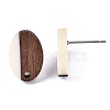 Opaque Resin & Walnut Wood Stud Earring Findings MAK-N032-004A-B03-4
