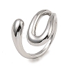 Rack Plating Brass Hollow Teardrop Open Cuff Rings RJEW-D009-01P-1