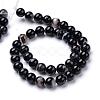 Natural Black Agate Bead Strands G-R412-19-6mm-2