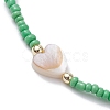 5Pcs 5 Colors Natural Shell Heart & Seed Braided Bead Bracelets Set BJEW-JB10039-03-4