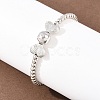 Brass Micro Pave Clear Cubic Zirconia Round Beaded Bracelets BJEW-F528-05P-3