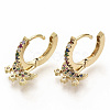 Brass Micro Pave Colorful Cubic Zirconia Dangle Hoop Earrings EJEW-S208-074-3