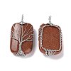 Natural & Synthetic Mixed Gemstone Copper Wire Wrapped Pendants G-H281-08P-3