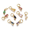Brass Micro Pave Cubic Zirconia Charms ZIRC-F111-04G-1
