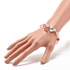 Candy Color Round Beaded Stretch Bracelet with Heart Cherry Charm for Women BJEW-JB07636-01-3