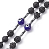 Natural Lava Rock & Synthetic Hematite Rosary Bead Necklaces NJEW-JN04460-4