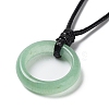 Natural Green Aventurine Ring Pendant Necklace with Waxed Cords NJEW-R262-01B-09-3