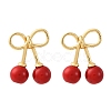 Cherry Brass ABS Plastic Pearl Stud Earrings EJEW-U062-03G-02-4