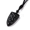 Natural Mixed Gemstone Sailor's Knot Pendant Necklace with Nylon Cord for Women NJEW-E091-02-4