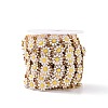 Ion Plating(IP) 304 Stainless Steel Daisy Flower Link Chains with Enamel AJEW-J035-03G-09-3