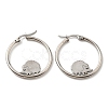 Non-Tarnish 304 Stainless Steel Hedgehog Beaded Hoop Earrings EJEW-F320-02P-2