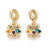 Brass Micro Pave Clear Cubic Zirconia and Enamel European Dangle Charms KK-T079-70G-1