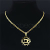 201 Stainless Steel Costura Sewing Machine Holloe Pendant Necklaces NJEW-K283-28G-2